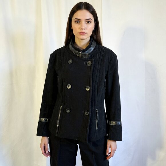 Rudsak Black Wool Military Jacket – Women’s Medium Moto Style Coat - Picture 2 of 9